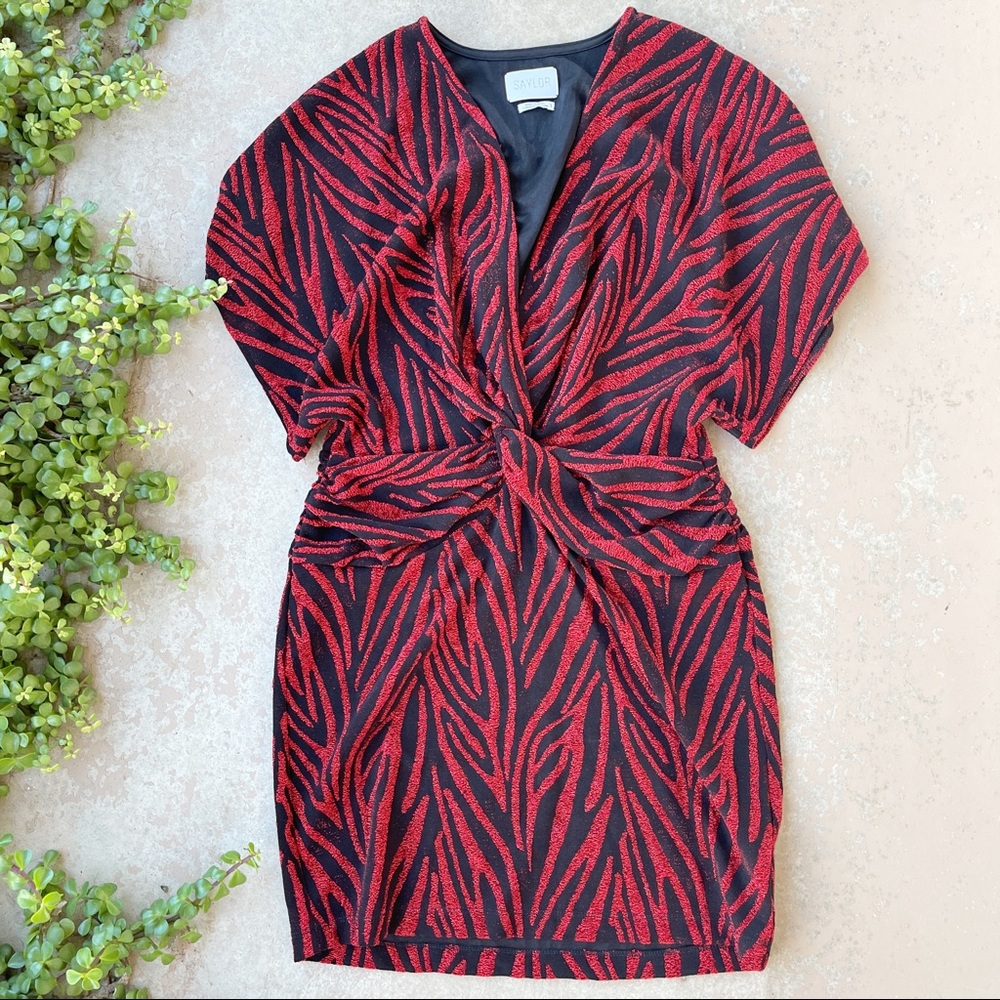 Saylor Soumin Metallic Zebra Jacquard Glitter Mini Dress, Size Small
